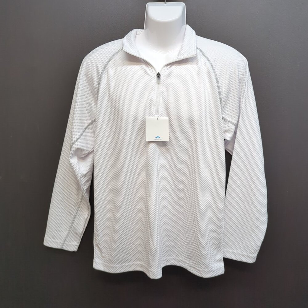Tri Mountain Performance 638 Reflex Quarter Zip Pullover Men Shirt S White Gray